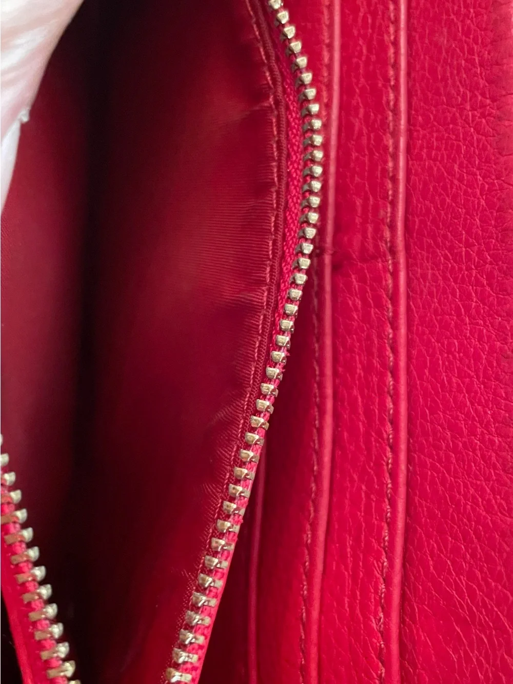 Tory Burch Coral-Red Pebbled Leather Zip Continental Wallet with Perforated Logo